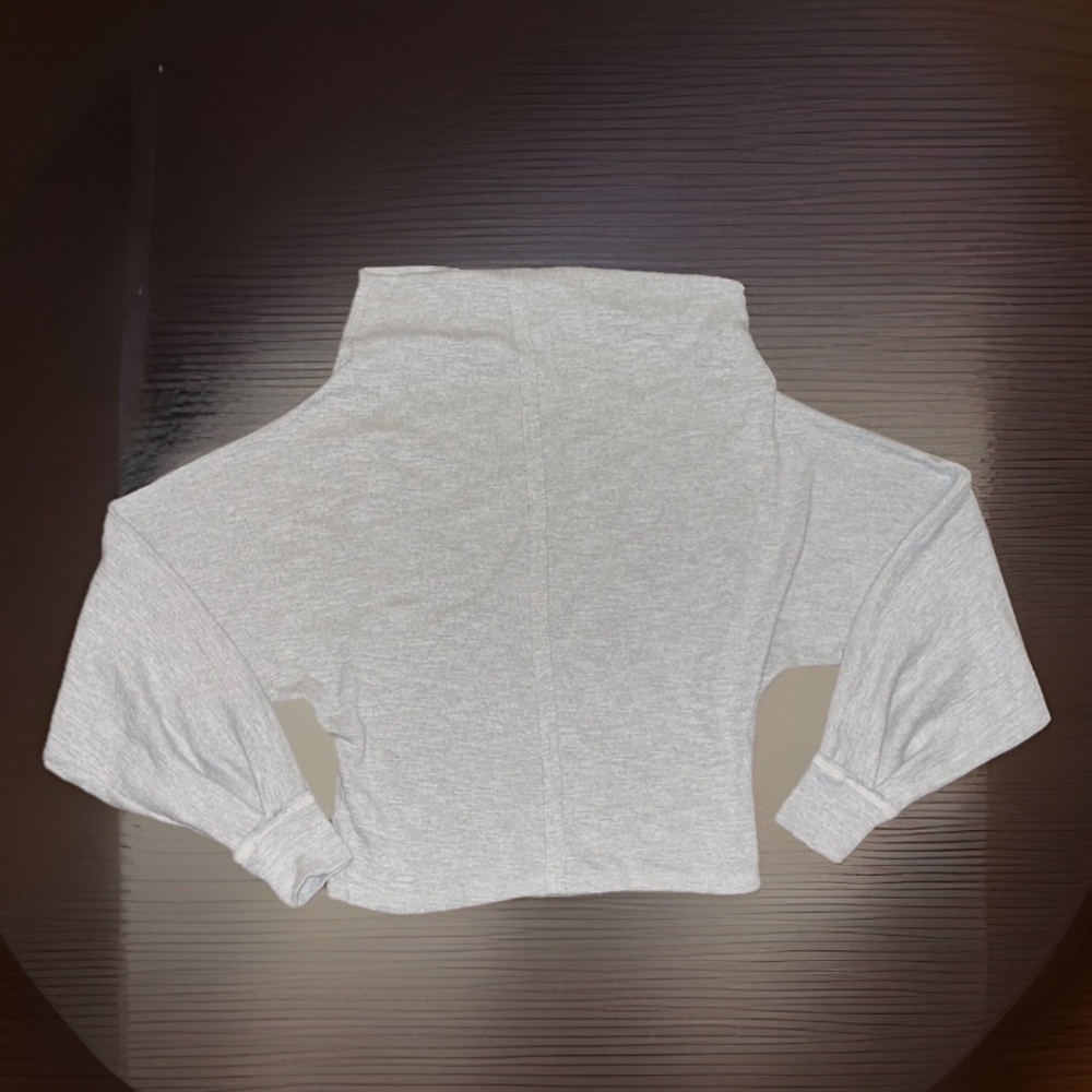 Free People We The Free “Easy Does It” Cowl Neck Ballon Sleeves Crop Cotton Top